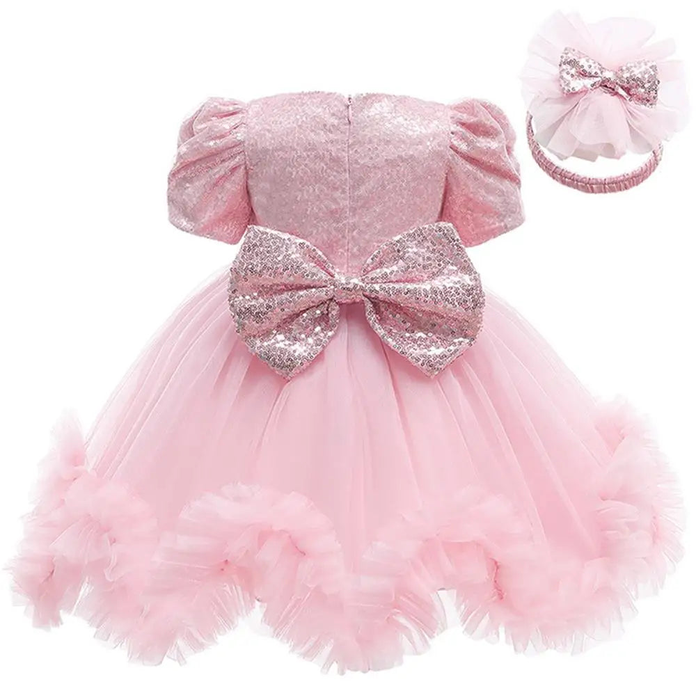 Baby Girls' Long-Sleeve Big Bow Dress | A-Line Princess Dress | 10M–5Y | Braviixx