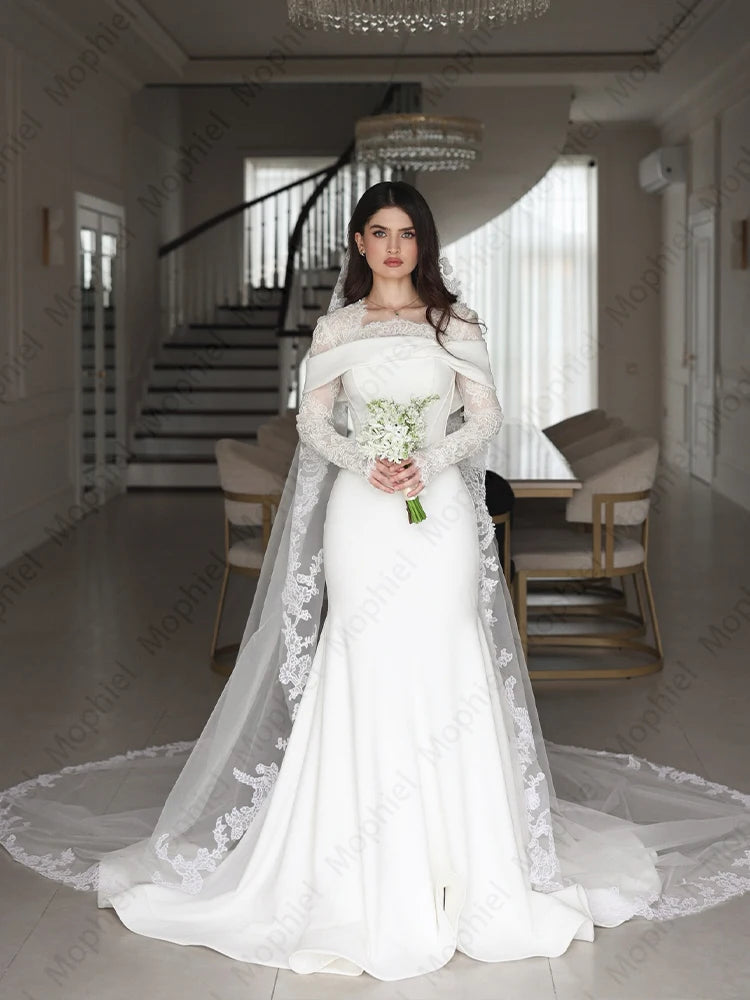 Long Sleeve Satin Mermaid Wedding Dress | Braviixx