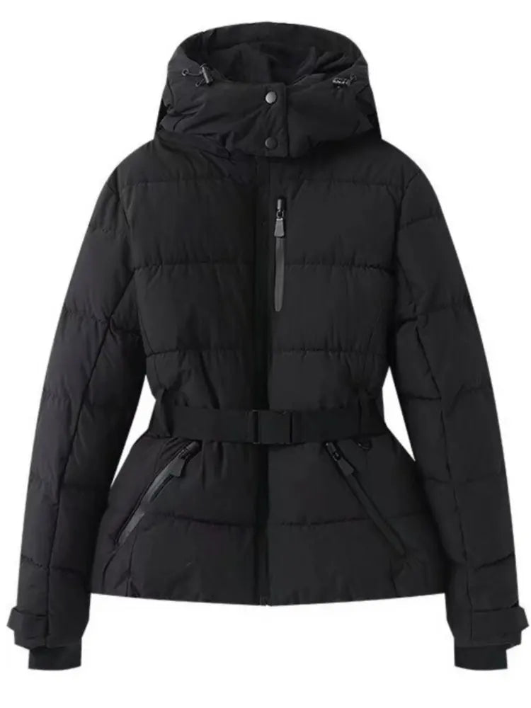Women's Belted Hooded Padded Jacket | Zip Pockets | Braviixx