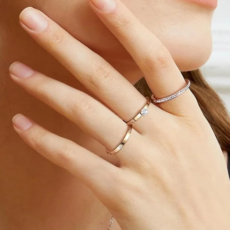 Three-Piece Cubic Zirconia Ring Set | Braviixx