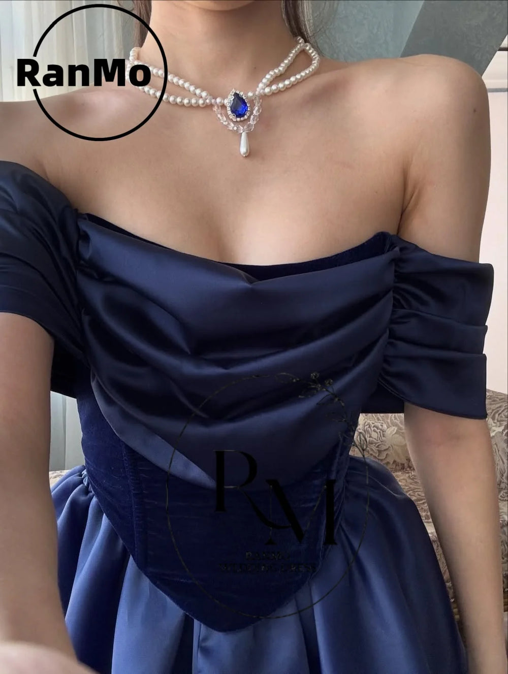 Ranmo Modern Organza Royal Blue Evening Dresses Hi-Lo Off Shoulder 2026 New Pleat robe de soirée dubaï luxe Prom Gown Customized