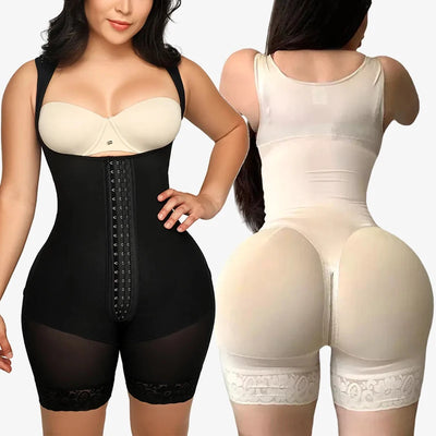 Colombian Faja Full-Body Shaper | Open Bust · Hook Closure · Butt Lift · Tummy Control | Black · Beige | Braviixx