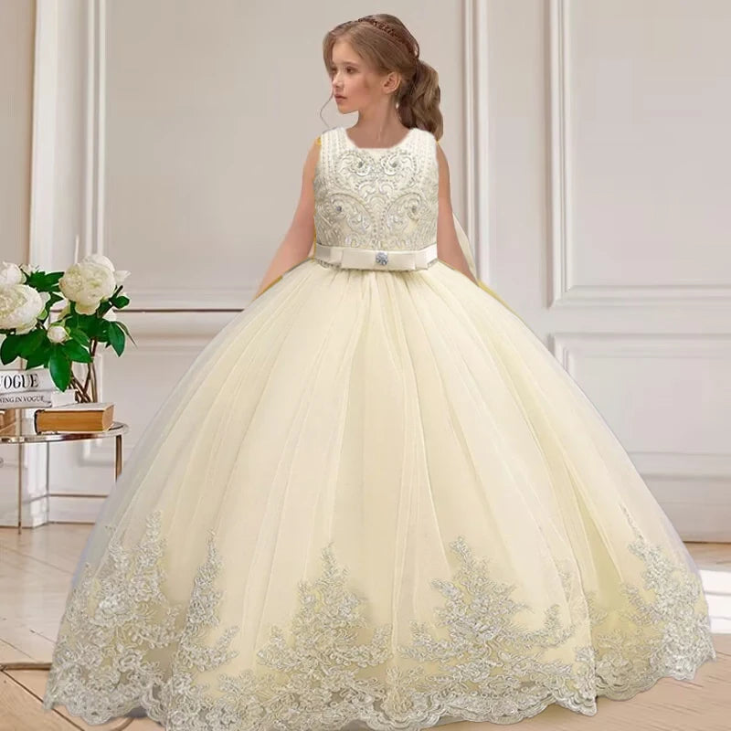 Girls Floral Long Ball-Gown Dress | Party Princess Dress | 3–4Y to 11–12Y | Braviixx