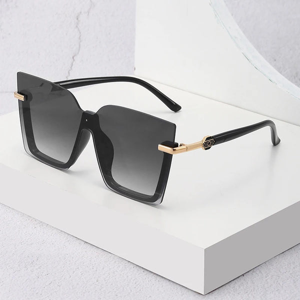 Women's Oversized Square One-Piece Sunglasses | UV400 · Gradient Lens · Gold Hinge | 3 Colours | Braviixx