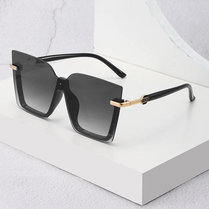 Women's Oversized Square One-Piece Sunglasses | UV400 · Gradient Lens · Gold Hinge | 3 Colours | Braviixx