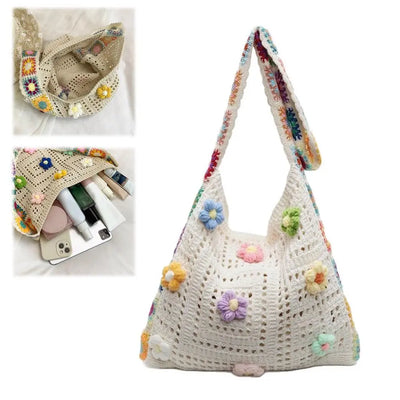Women's Boho Floral Crochet Knitted Shoulder Bag