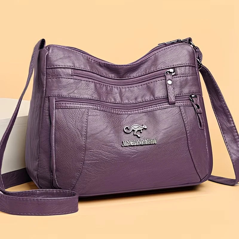 Soft Faux Leather Crossbody Bag | Multi-Zip & Adjustable Strap | Braviixx