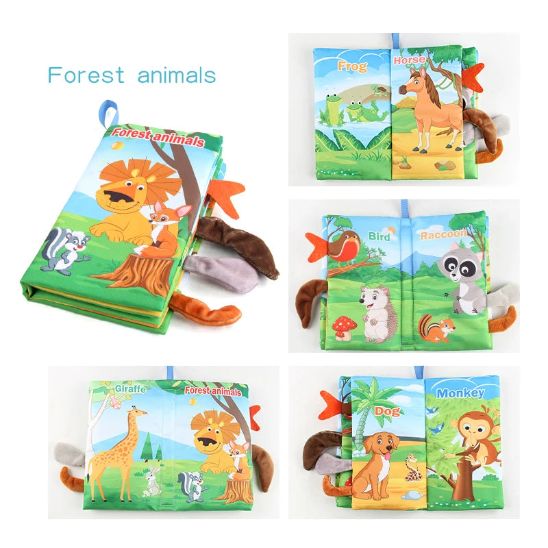 Baby Animal Tail Cloth Book | Soft Touch-and-Feel Book | Braviixx