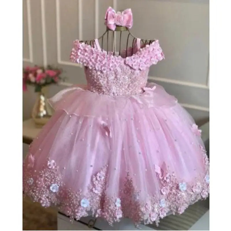 Girls' Lace Flower Girl Ball Gown | Sleeveless Princess Dress | 3M–14Y | Braviixx