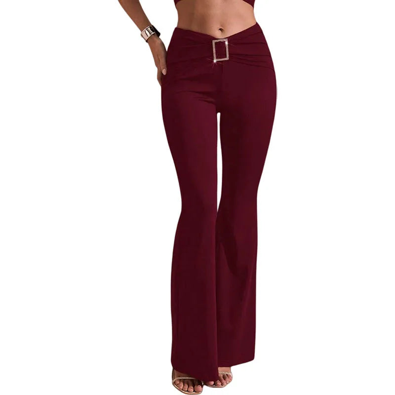 New 2026 Women's Retro Bell Bottom Pants Summer Fashion High Waist Slim Casual Floor Length Trousers Sexy Streetwear Y2k Pants