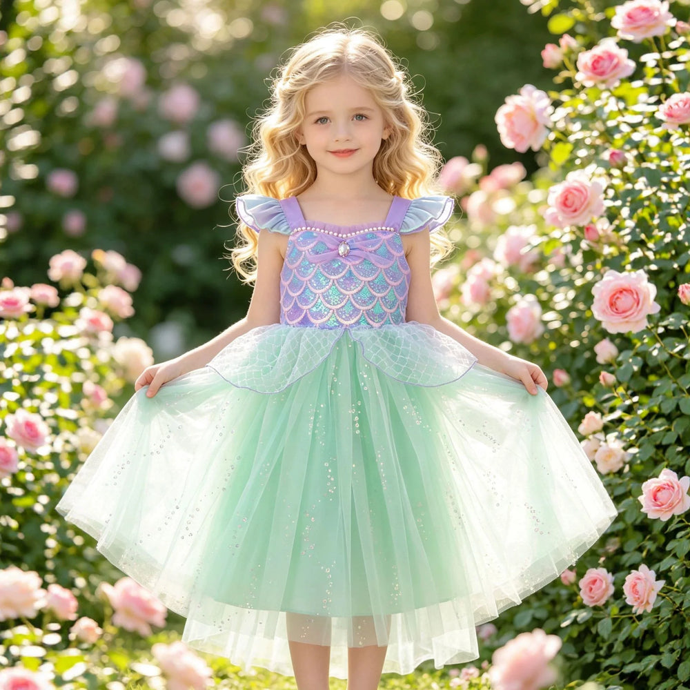 Girls' Mermaid Princess Dress | Purple & Mint Costume Options | Braviixx
