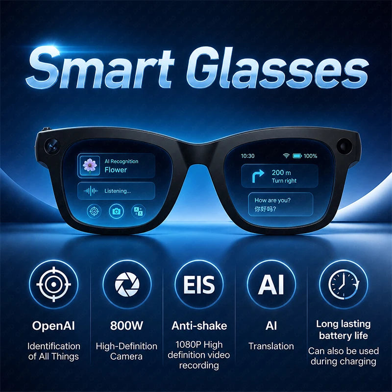 800W AI Camera Smart Glasses with Translation & Bluetooth Audio | Braviixx