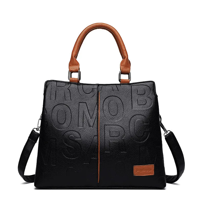 Women's PU Top-Handle Handbag | Letter & Check Styles | Braviixx