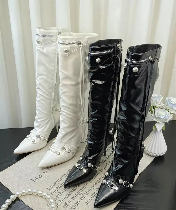 Knee-High Boots | Studs & Stiletto Heel | Braviixx