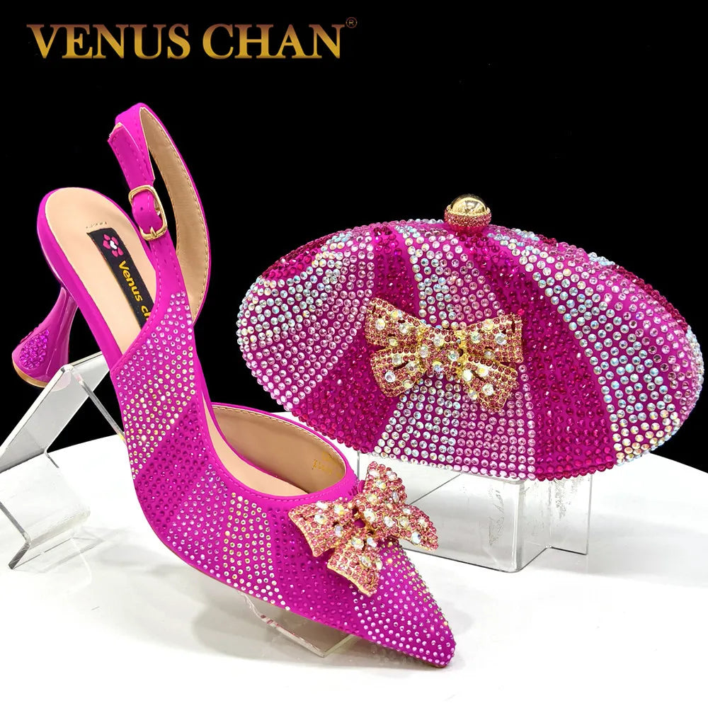 Venus Chan Italian Design Women's Shoes & Rhinestone Butterfly Bag – Perfect for Weddings & Bridal Accessories