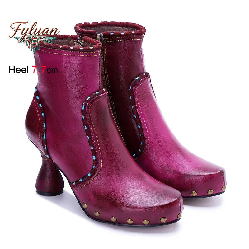 Platform Ankle Boots | Rivets & Spool Heel | Braviixx