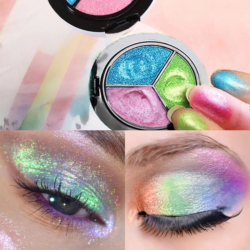 3 Colors Pearlescent Eyeshadow Palette Creamy Mousse Texture Earth Tones Nude Eye Shadow Waterproof Long Lasting for Daily Use