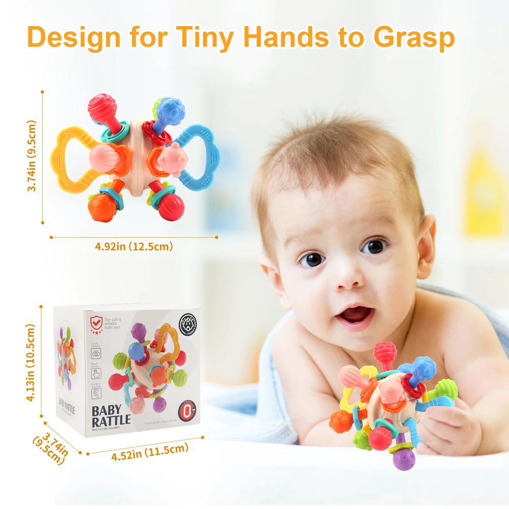 Soft Silicone Baby Rattle Teether Ball | Musical Hand-Grip Toy | 0–6M | Braviixx