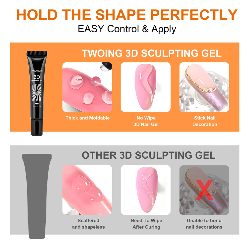10ml 3D Nail Art Sculpting Gel | 1 or 3-Piece Options | Braviixx