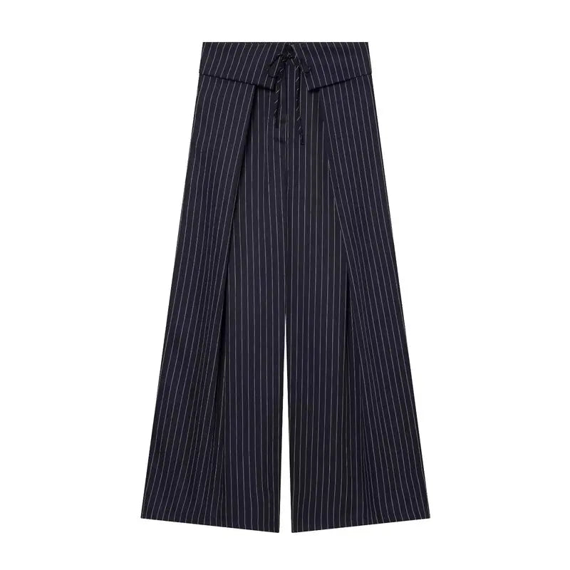 Women's Casual Wide Leg Pants Spring Summer 2026  Knot Waist Cinched Loose Fit Trousers Elegant Fashion Ladies