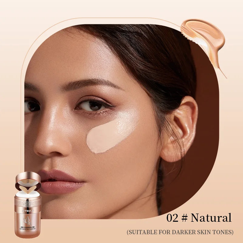 Air Cushion BB Cream | Moisturizing Foundation & Concealer with Butterfly Powder Puff | Braviixx