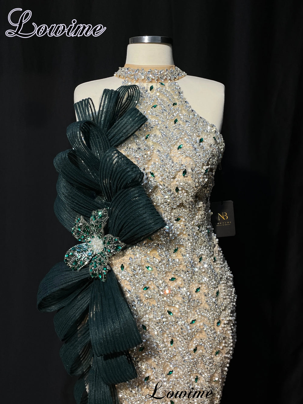 Embellished Halter Mermaid Gown | Sculpted Side Detail | Braviixx