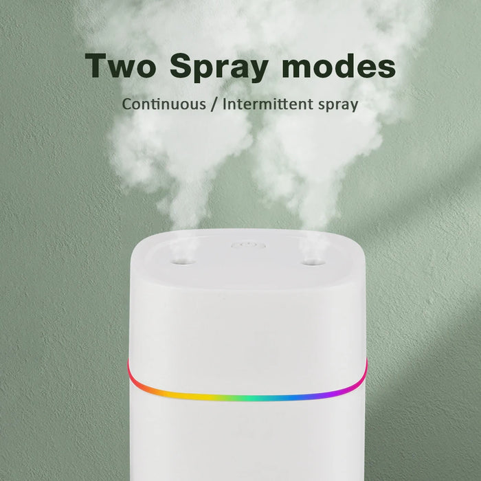 600 ml Dual-Nozzle USB Humidifier | Colour Light & Two Mist Modes | Braviixx