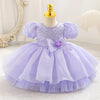 Baby Girls Floral Beaded Puff-Sleeve Dress | Pageant Party Gown | 3–6M to 4Y | Braviixx