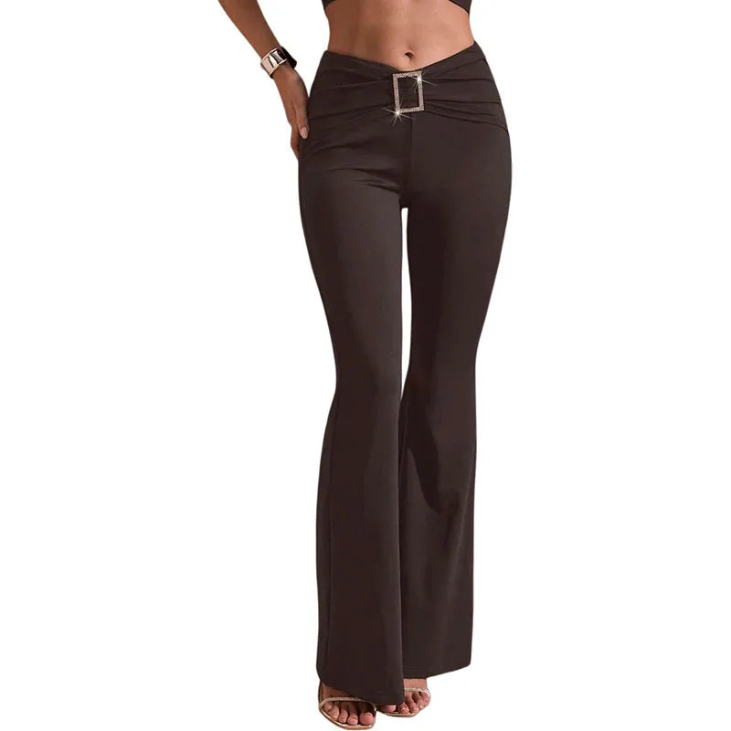 New 2026 Women's Retro Bell Bottom Pants Summer Fashion High Waist Slim Casual Floor Length Trousers Sexy Streetwear Y2k Pants