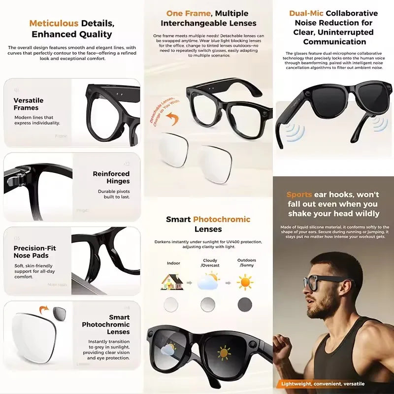 AI Smart Glasses with Camera | Bluetooth, Translation & Audio | Braviixx