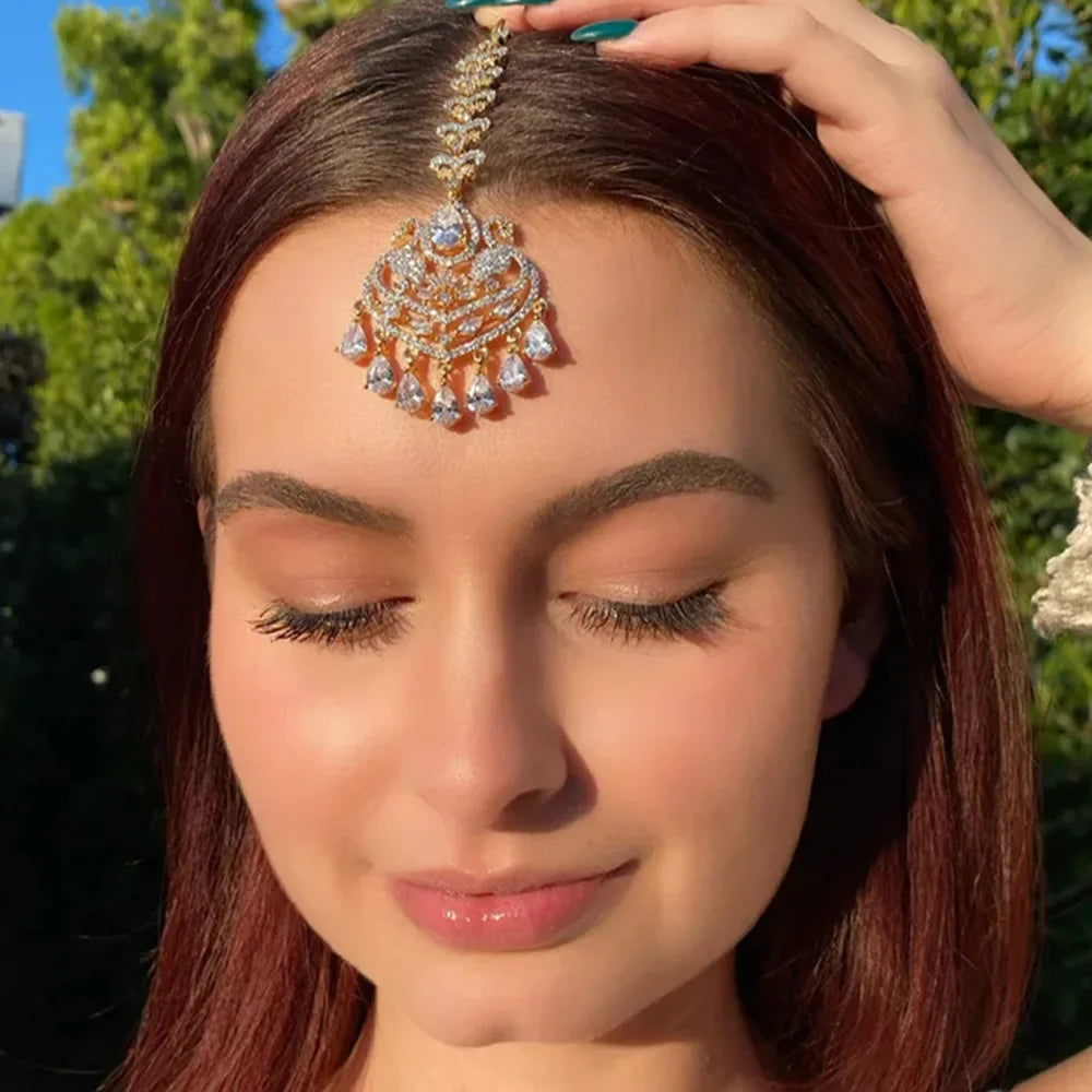 Rhinestone Maang Tikka | Teardrop Headpiece | Braviixx