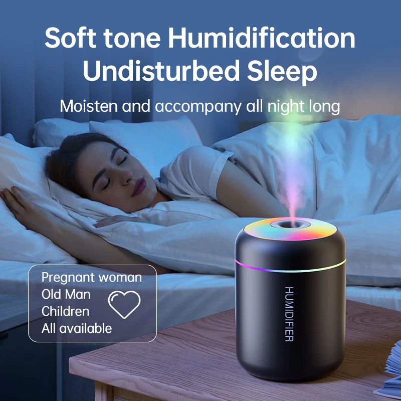 Mini USB Humidifier | 180 ml Tank & Colourful Lighting | Braviixx