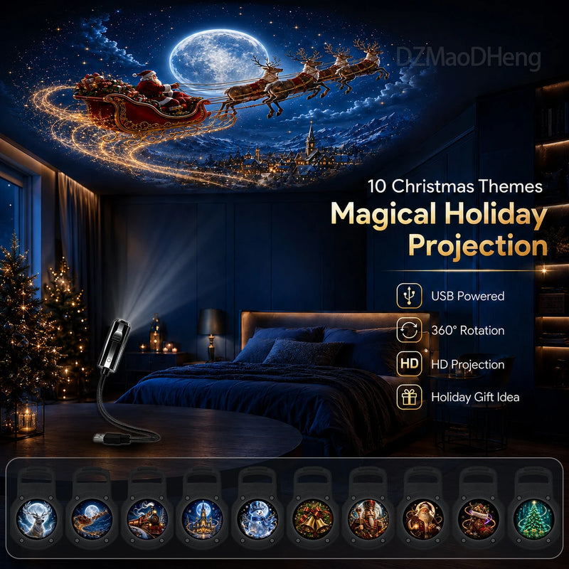 Christmas Projector Light | 10 Patterns & USB Power | Braviixx