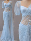 Draped Saree Set | Puff-Sleeve Tie-Back Blouse | Braviixx