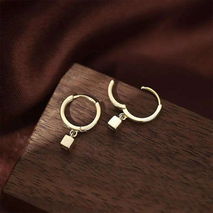 REETI  Silver Gold Earrings Geometric squares Drop Earrings For Women Gift Fashion Jewelry