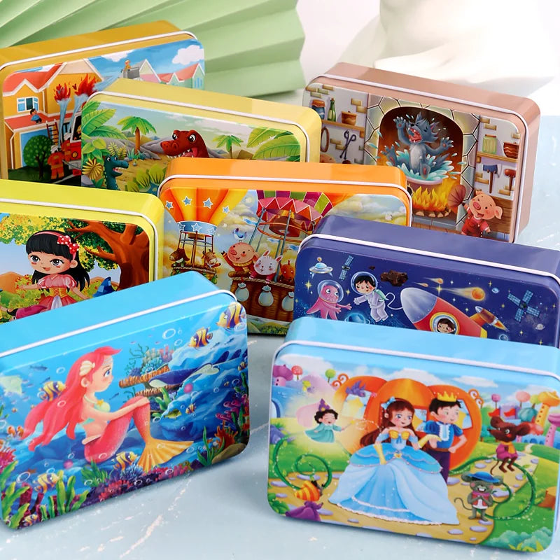 60-Piece Cartoon Jigsaw Puzzle with Metal Tin | Braviixx