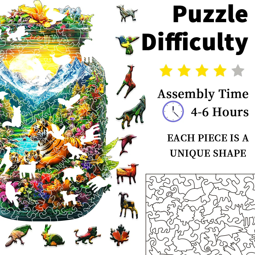 Tiger Garden Wooden Jigsaw Puzzle | Braviixx