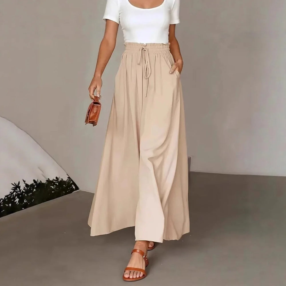 Summer 2026 New Women's Wide Leg Trousers Elastic Waist High Waist Trousers Skirt