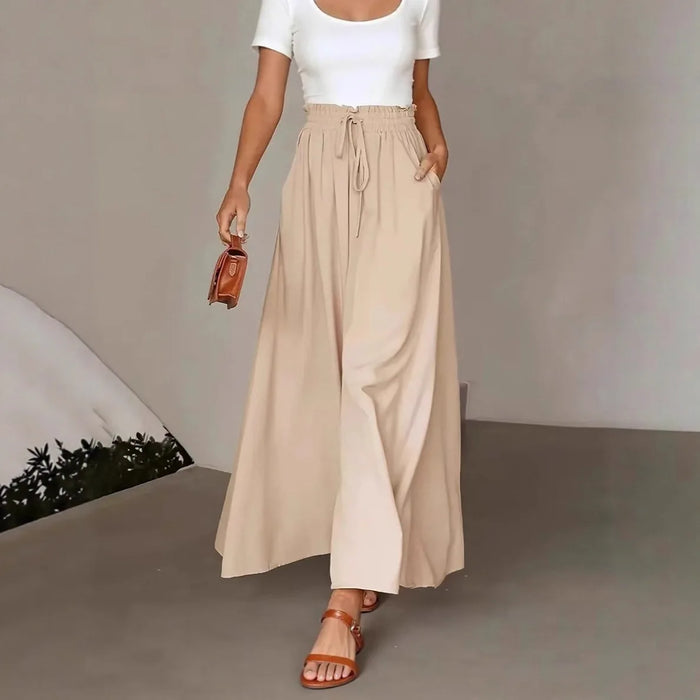 Summer 2026 New Women's Wide Leg Trousers Elastic Waist High Waist Trousers Skirt