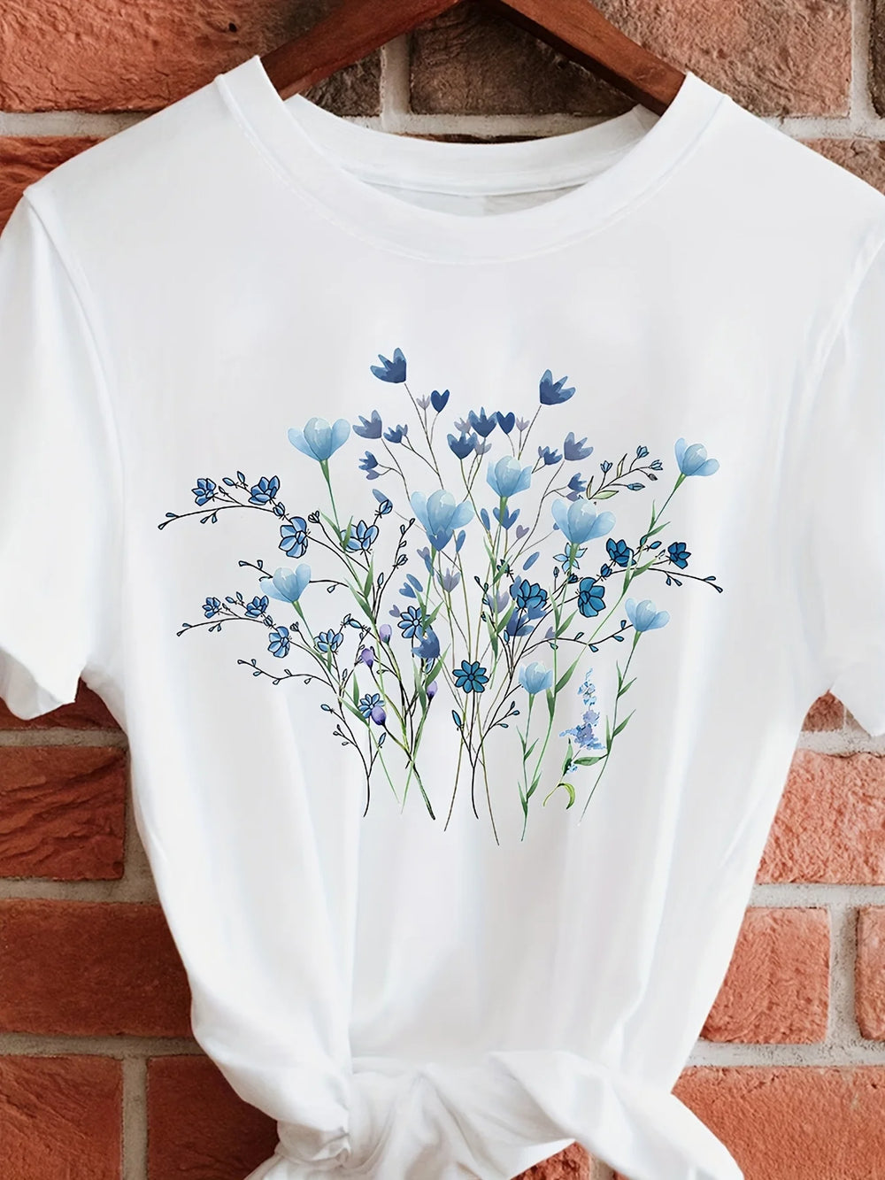 2026 Spring Summer New Women's Round Neck Floral Print Cool Fashion Short Sleeve Casual T-Shirt 90s Graphic T Shirt Clothes