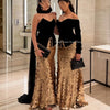 Off-Shoulder Sequin Mermaid Gown | Tiered Satin Pageant & Formal Evening Dress