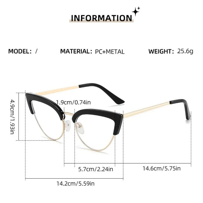 Women's Cat Eye Reading Glasses | Blue Light Blocking · HD Clear · Half-Rim | 5 Colours · 0 to +4.00 | Braviixx