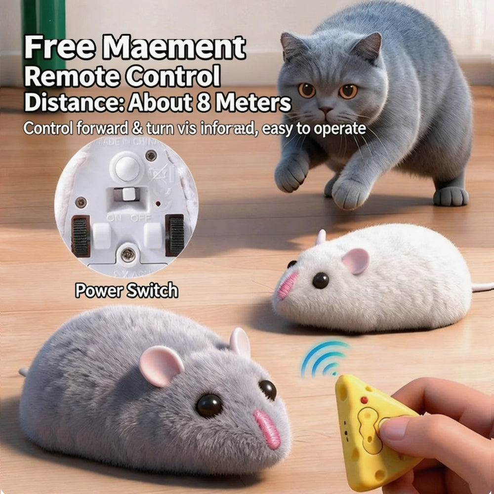 Remote Control Rat Toy, Electric Moving Simulation Mouse, Funny RC Vehicle Gift for Kids Cats Dogs Interactive Play