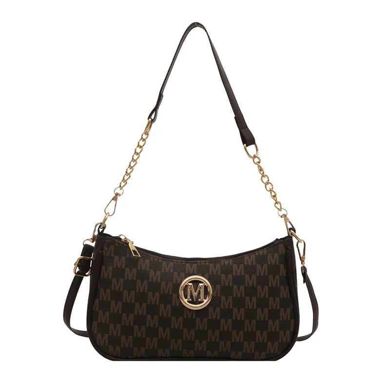 Letter-Print Shoulder Bag | Chain Detail & Crossbody Strap | Braviixx