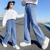 2026 Newest Children's High Waisted Straight Fit Ripped Jeans With Holes For Girls Casual Denim Pants For 5 7 9 11 13 14 Years