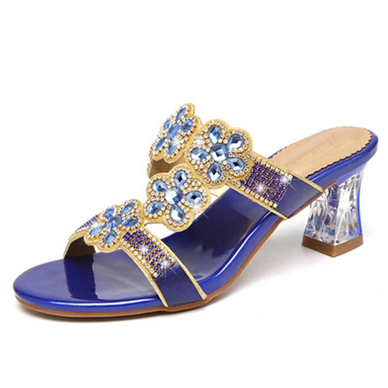 Floral Rhinestone Mules | Two Heel Heights | Braviixx