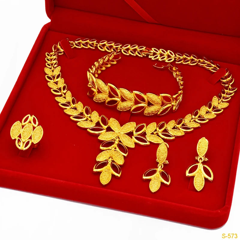Gold-Tone Jewellery | Leaf Set & Pendant Necklace Options | Braviixx