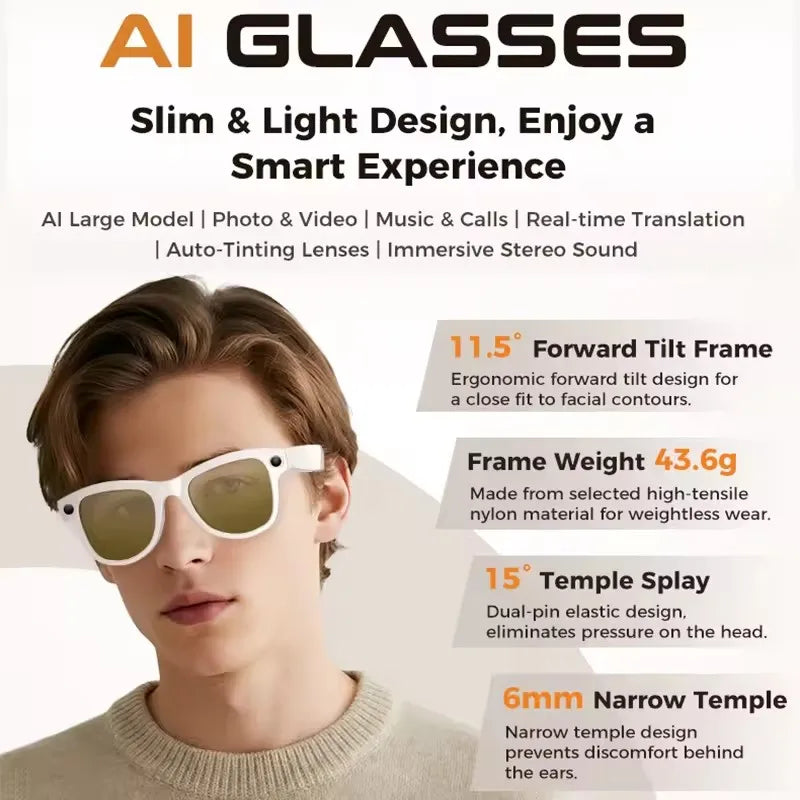 AI Smart Glasses with Camera | Bluetooth, Translation & Audio | Braviixx