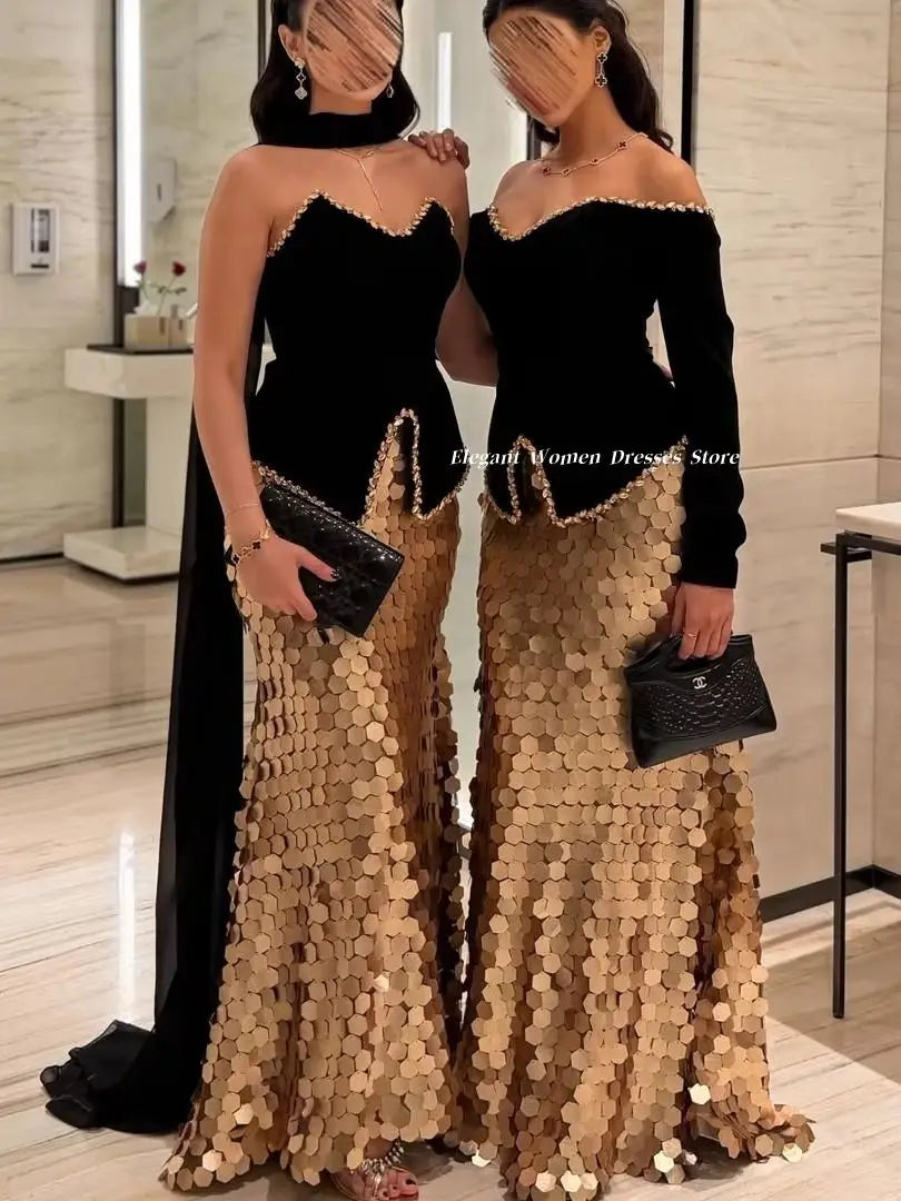Off-Shoulder Sequin Mermaid Gown | Tiered Satin Pageant & Formal Evening Dress