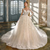 Lace Wedding Ball Gown | Long Illusion Sleeves & Open Back | Braviixx
